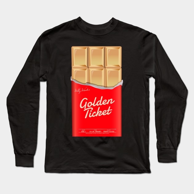 Golden Ticket Chocolate Long Sleeve T-Shirt by timegraf